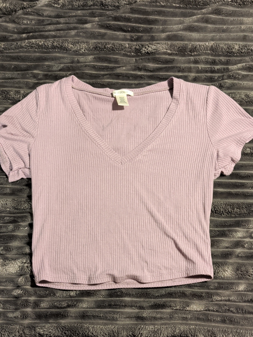 Bozzolo Ribbed V-Neck Crop Top - Mauve